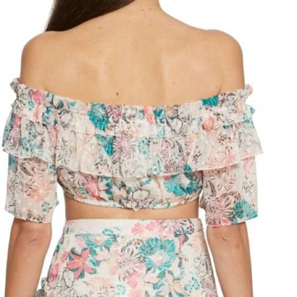 WALTER BAKER Sienna Floral Off the Shoulder Crop Top Size M NWT - Picture 2 of 10